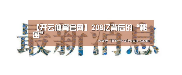 【开云体育官网】208亿背后的“秘密”